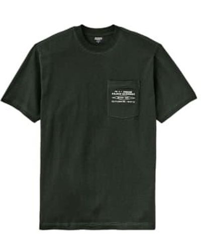 Filson T Shirt Embroidered Pocket Uomo Dark Timber Diamond - Verde