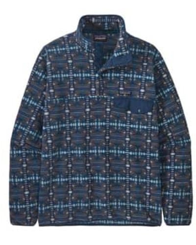 Patagonia Maglia lightweight synchilla snap-t uomo snow beam / dark - Bleu