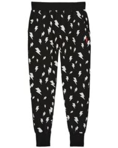 Scamp & Dude : Adult With White Lightning Bolt Cozy sweatpants Xxs - Black