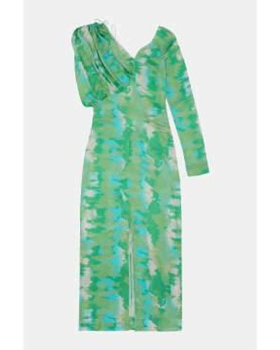 Ganni Silk Stretch Satin Maxi Dress 38 / Lily Female - Green