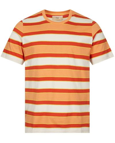 Folk Peach Multi Stripe T-shirt - Orange