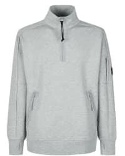 C.P. Company Diagonal Raised Fleece Stand Collar Sweatshirt Melange Xl - Gray
