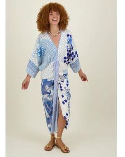 ME 369 Sophia Kimono Amalfi Vestido - Azul