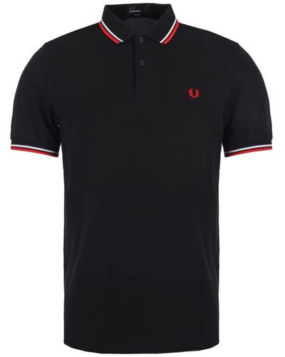 Fred Perry Navy White And Red Twin Tipped Polo Shirt 1 - Nero