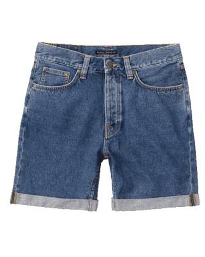 Nudie Jeans Josh 90s shorts stone - Blau