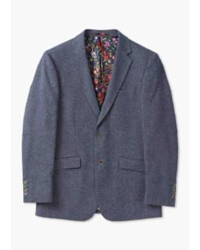 Skopes Mens Jude Tailored Suit Jacket In Herringbone - Blu