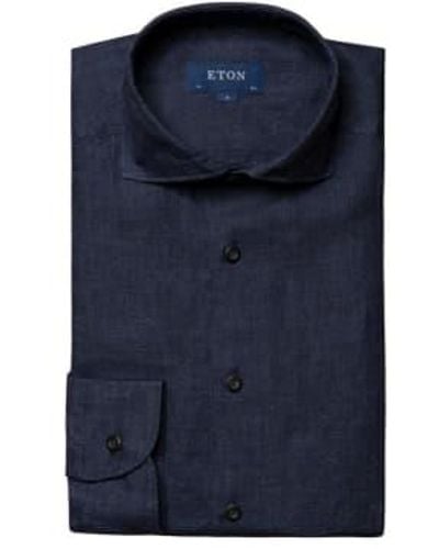 Eton Leinen zeitgenössische fit -hemd - Blau