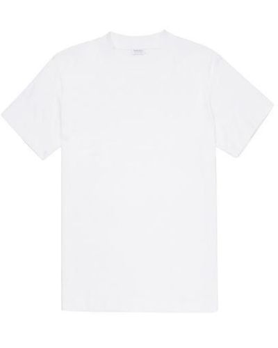Sunspel Mock Turtle T Shirt White - Bianco