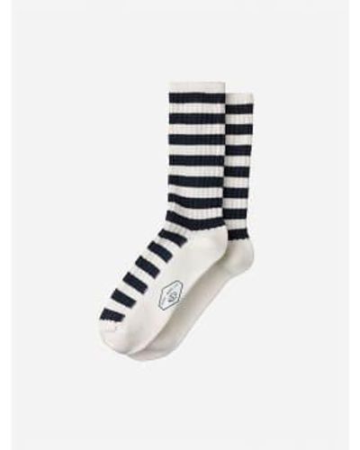 Nudie Jeans Chaussettes rayées - Blanc