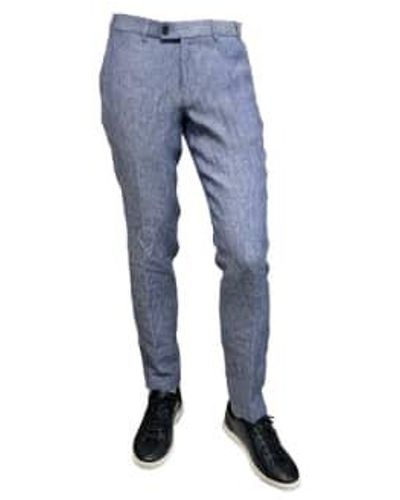 Hiltl Tarent Slim Fit Linen Trousers - Blue