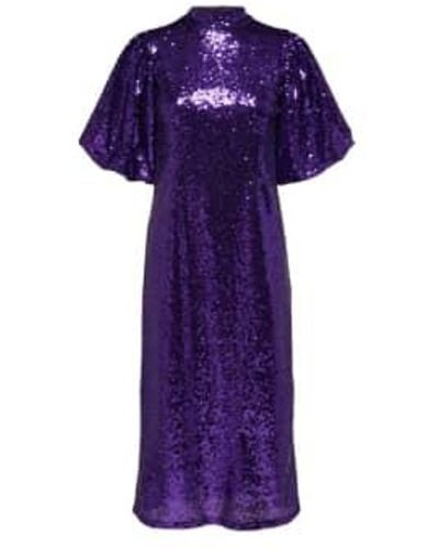 SELECTED Sequin Midi Dress - Purple