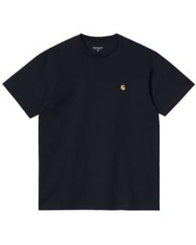 Carhartt Camiseta Ss Chase Dark Navy/gold S - Blue
