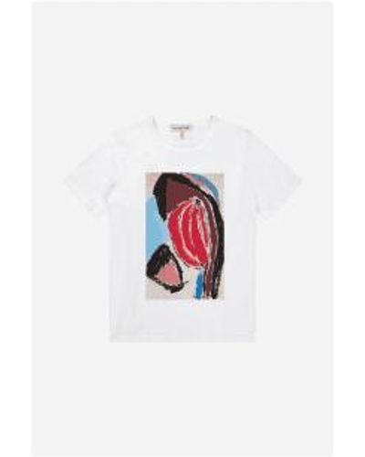 Munthe Micas Abstract Artistic T-shirt Col: Multi, Size: 12 - White