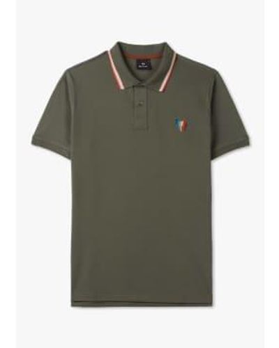 Paul Smith Mens Regular Fit Zebra Embroidery Polo Shirt In - Verde