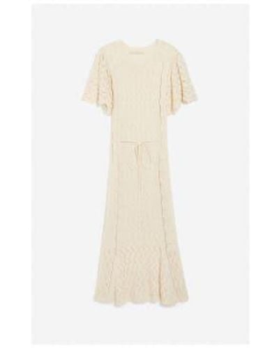 Vanessa Bruno Clementina Crochet Tie Waist Midi Dress Size M Col Ec - Bianco