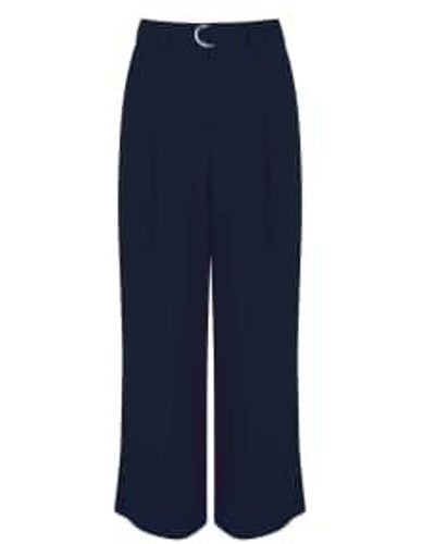 French Connection Elkie Twill Wide Leg Trousers 10 - Blue