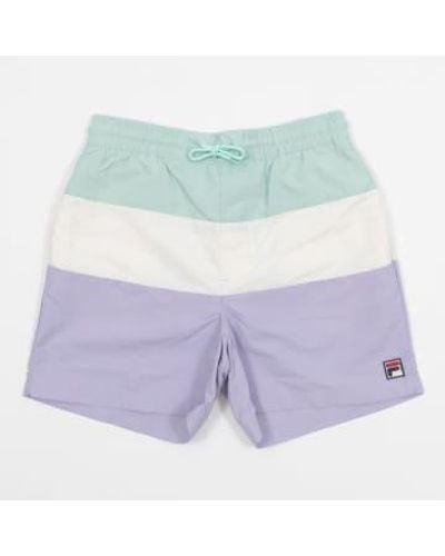 Fila Shorts natation en blocs couleur en violet, vert et blanc - Bleu