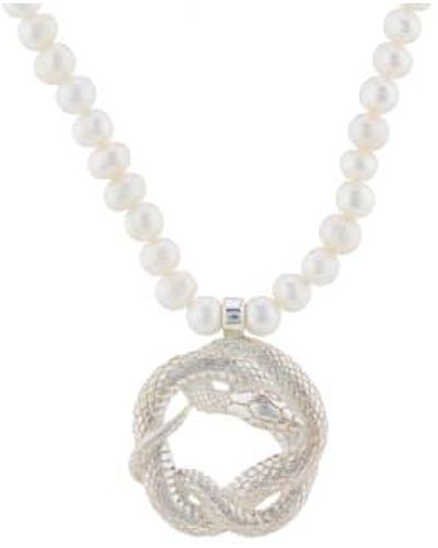 CollardManson Pearl Necklace W/snake Silver /sil - Metallic