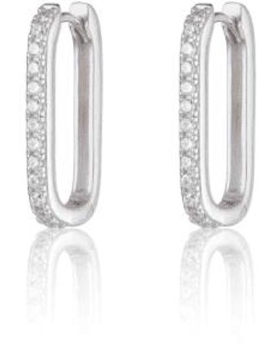 Scream Pretty Oval Hoops With Stones - White