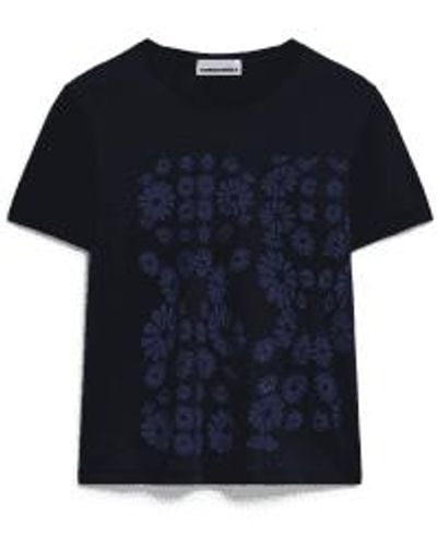 ARMEDANGELS Maarla Flower Powaa T Shirt Night Sky - Blu