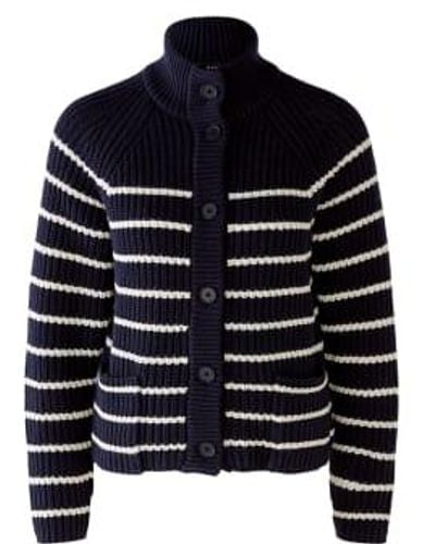 Ouí Striped Cotton Cardigan - Blu