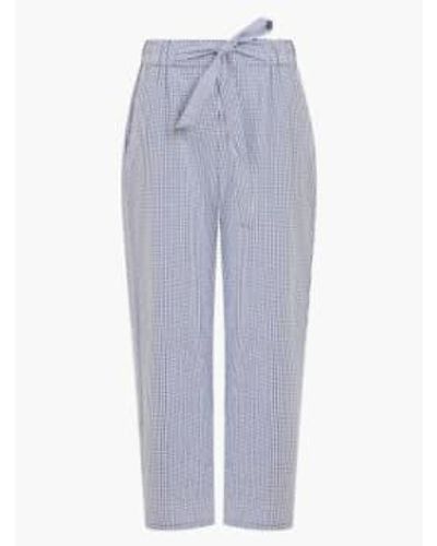 Great Plains Salerno Gingham Check Trousers Navy And White 14 - Blue