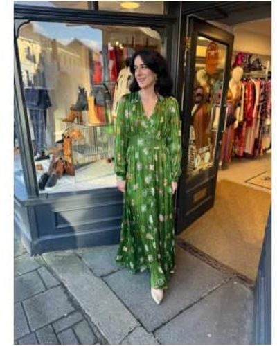 Hayley Menzies Silk Lurex Volume Gown - Verde