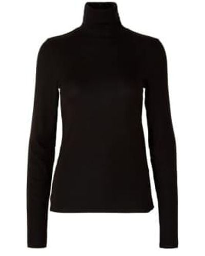 SELECTED Ribbed Turtleneck Top Xs - Black
