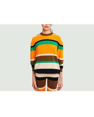 Rita Row Sharon Striped Sweater Xs - Orange