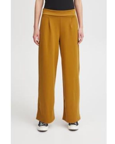 Ichi Ihkate Sus Long Wide Pant Cathy Spice Xs - Yellow