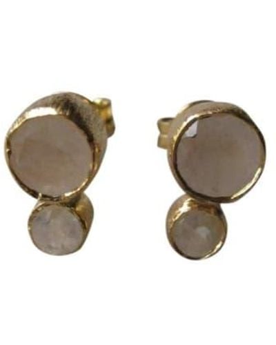 WINDOW DRESSING THE SOUL 925 Double Moonstone Earrings Gold - Multicolour