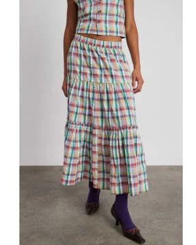 Damson Madder Thea Midi Check Skirt - Multicolour