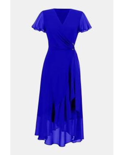Joseph Ribkoff Chiffon Flowy Wrap Dress 12 - Blue