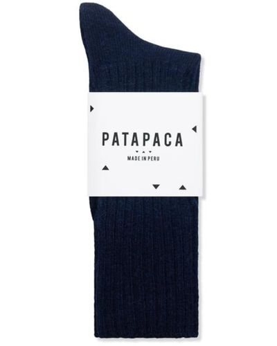 Patapaca Solid Ribbed Socks Navy - Blu