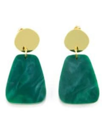 sept cinq Gold Amphora Clip Earrings Gold - Green