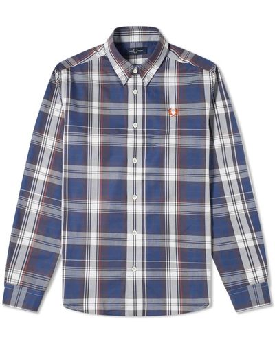 Fred Perry Authentic Twill Check Shirt Midnight Blue - Multicolore