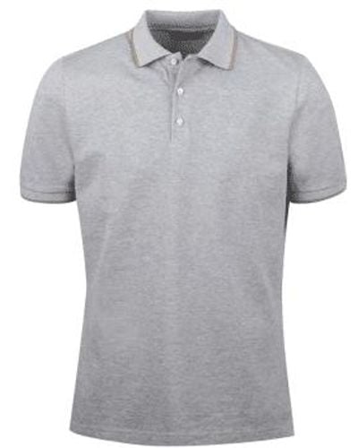 Stenströms Contrast Cotton Polo Shirt - Grigio