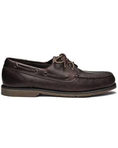 Sebago Foresir waxed leather boat shoe dark - Marrón