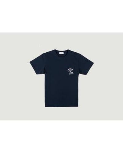 Cuisse De Grenouille T-shirt avec une poche brodée Odil - Bleu
