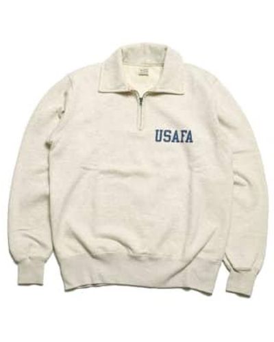 Buzz Rickson's Usafa Half Zip Sweatshirt Oat L - White