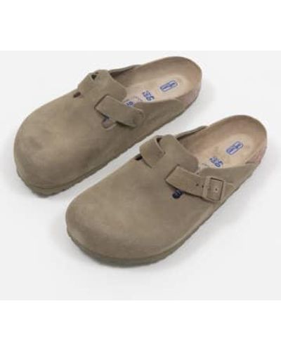 Birkenstock Boston Soft Footbed Suede Sandals In Faded - Neutro