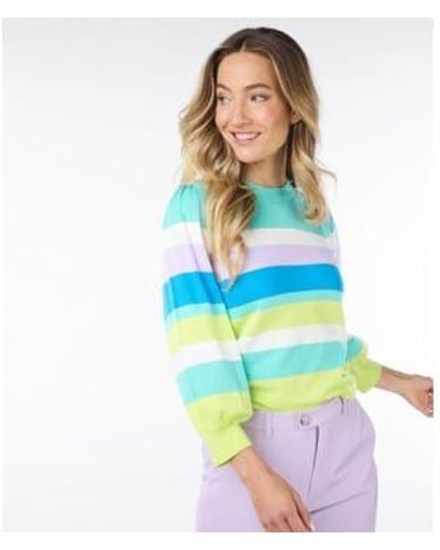 EsQualo Sweater Stripes Pool S - Blue