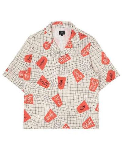 Edwin Camisa shogi en algodón/lino múltiple - Rojo