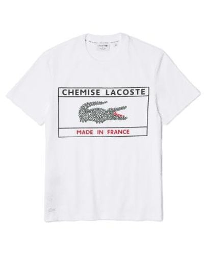 Lacoste Made in Frankreich Bio-Baumwoll-T-Shirts-Navy White - Weiß