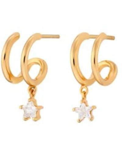 Scream Pretty Illusion Hoop Earrings With Star Drop Plated Spg-103 Onesize / - Metallic