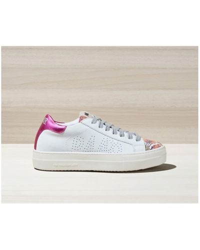 P448 Thea Floral Trainers - White