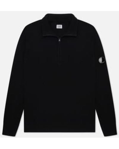 C.P. Company Knitwear Polo Collar Lambswool 52 - Black