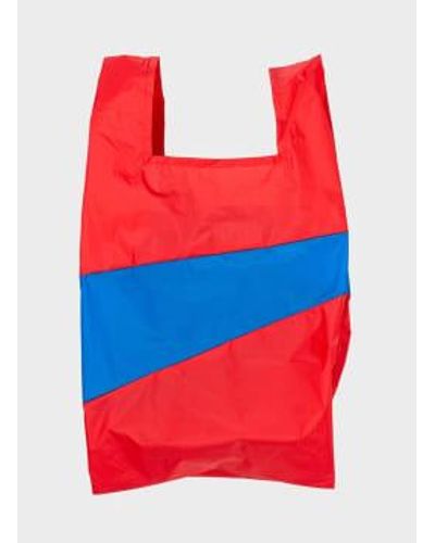 Susan Bijl The New Shopping Bag Redlight And Blueback Large - Rosso