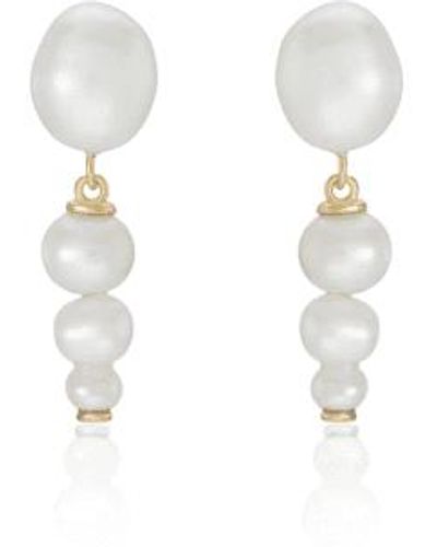 V By Laura Vann Nicola Freshwater Pearl Drop Earrings Plated / - White