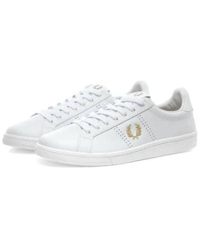 Fred Perry Authentic B721 Leather Sneaker Blanco y Dorado